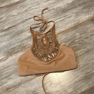 Crochet High Neck Bikini Top